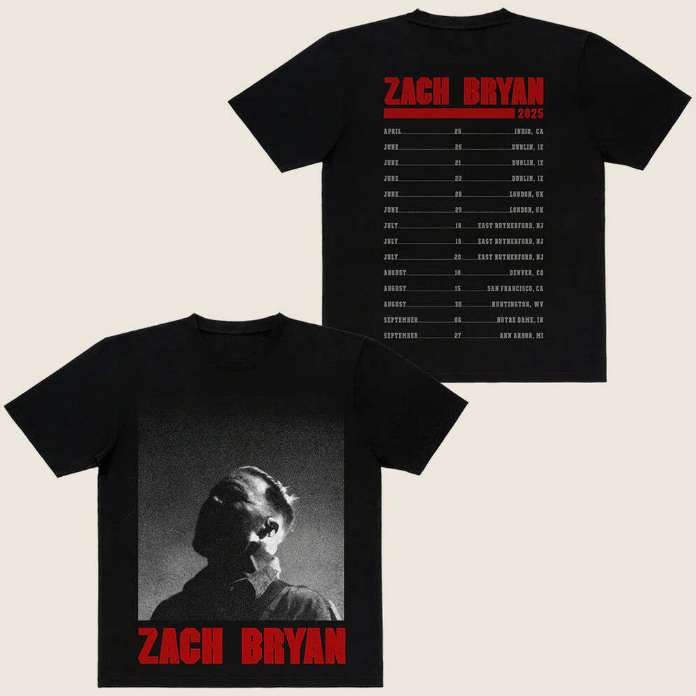 Zach Bryan Tour Merch 2025 Photo Dateback T-Shirt Gifts For Girlfriend Gifts For Best Friend