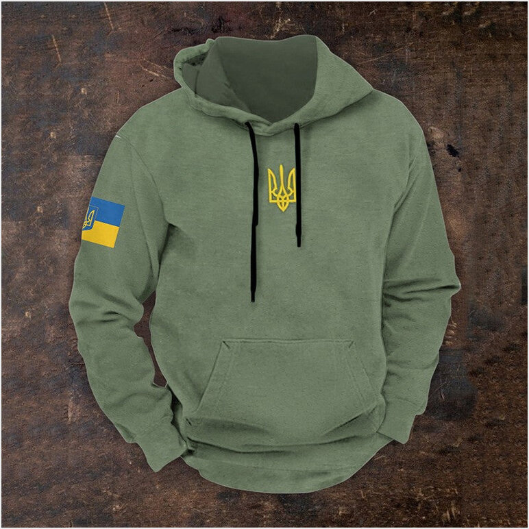 Zelensky Green Hoodie Ukrainian Trident Symbol Ukraine Hoodie Birthday Gifts For Patriot