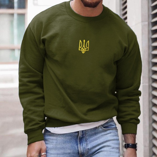 Zelensky Green Sweatshirt Ukrainian Trident Symbol President Zelensky Sweatshirt Gifts For Dad