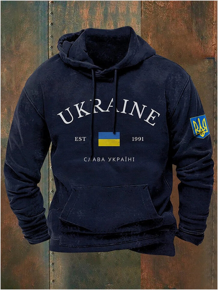 Zelensky Hoodie Ukrainian Trident Symbol Ukraine Hoodie Zelensky Clothing Retro Gifts For Him