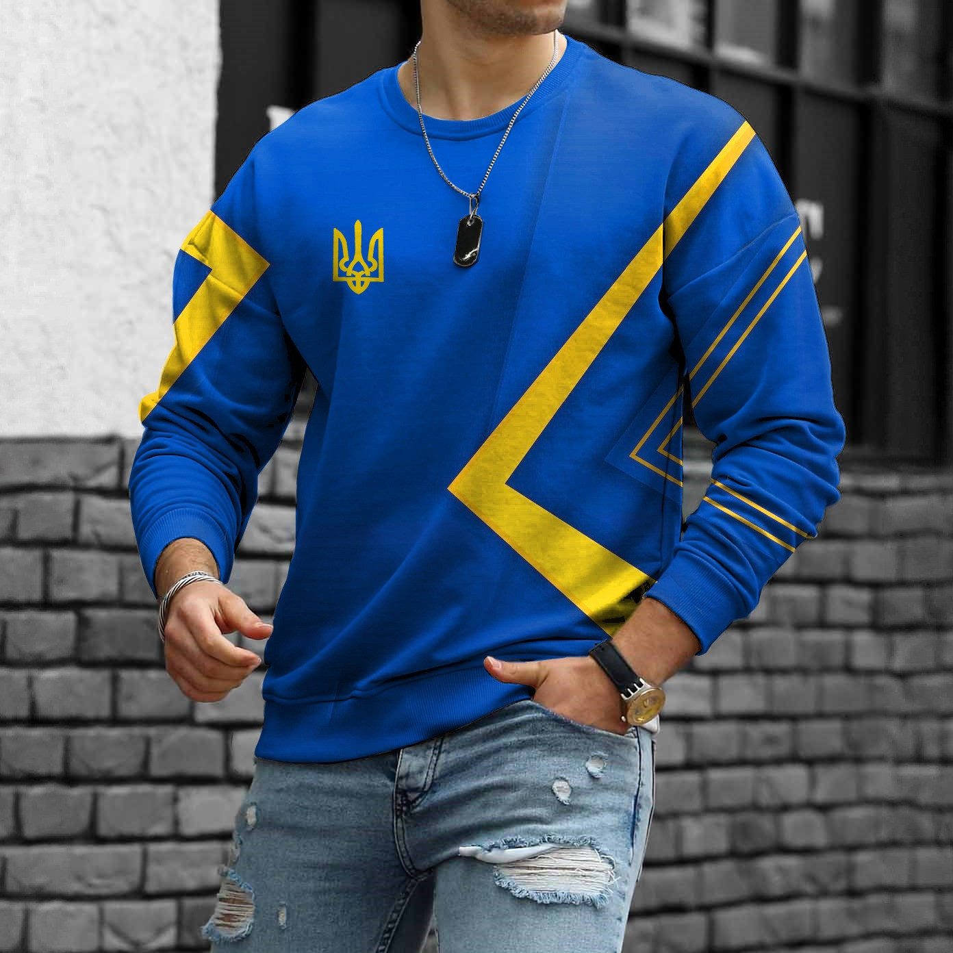 Zelensky Sweatshirt Ukrainian Trident Symbol Patriotic Apparel Gifts For Him