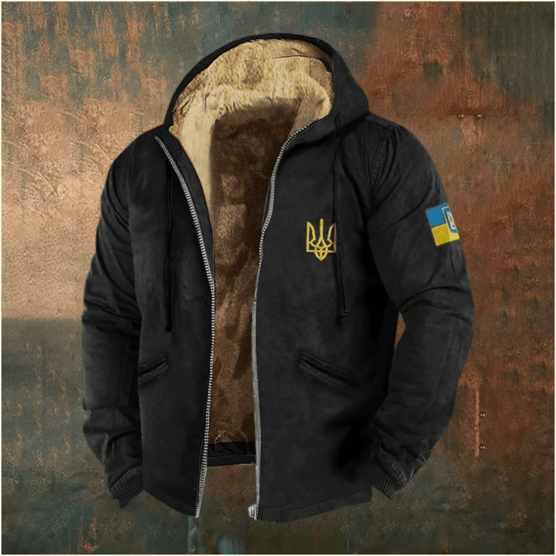 Zelensky Zipper Hoodie Ukrainian Trident Symbol Zelensky Hoodie Gift Idea for Boyfriend
