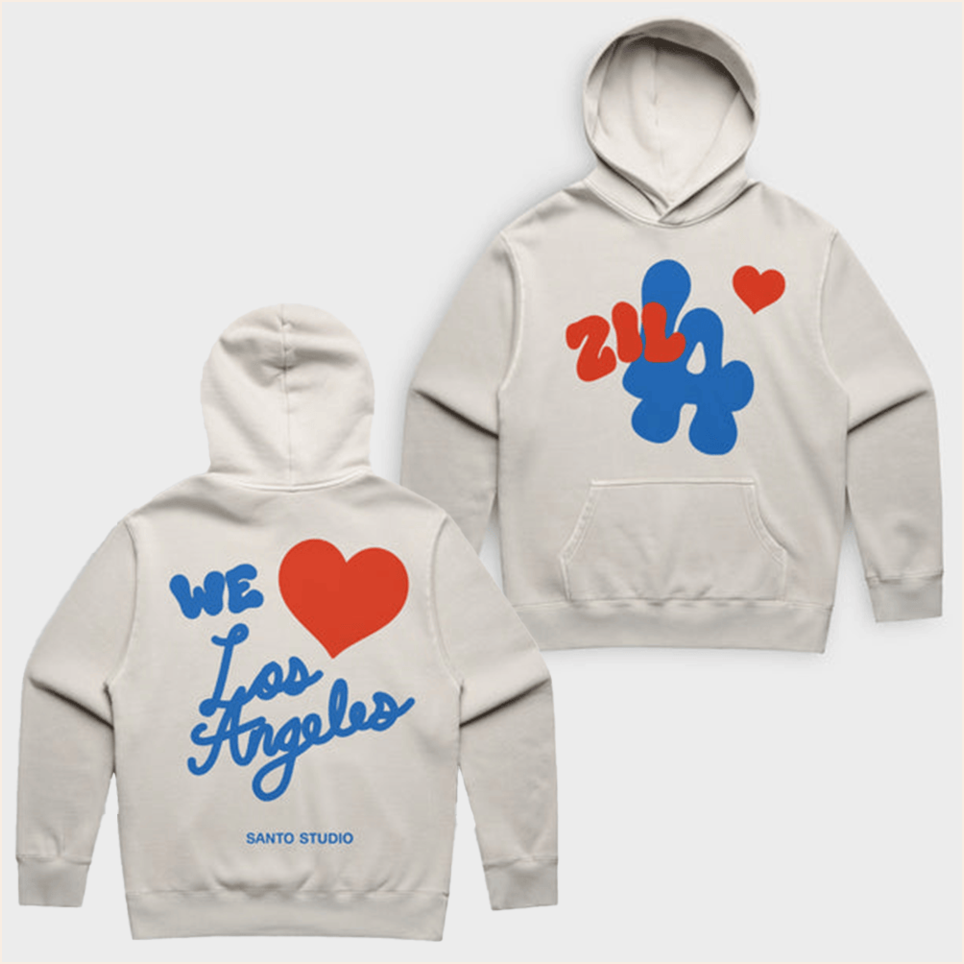Zilla We Love LA Hoodie Santo Studio Zilla We Love LA Hoodie Top Father's Day Birthday Gifts