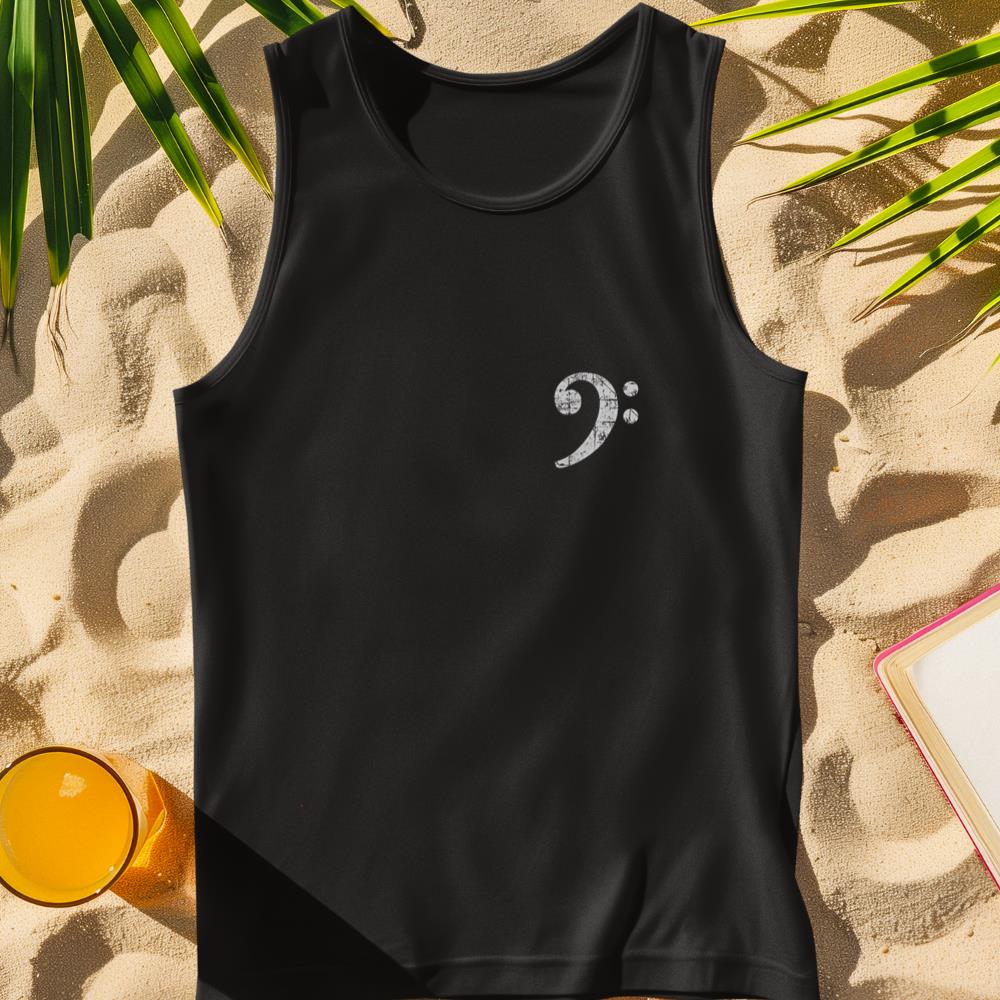 Bass Clef (Vintage Gray Left) Bassist Bass Player Tank Top