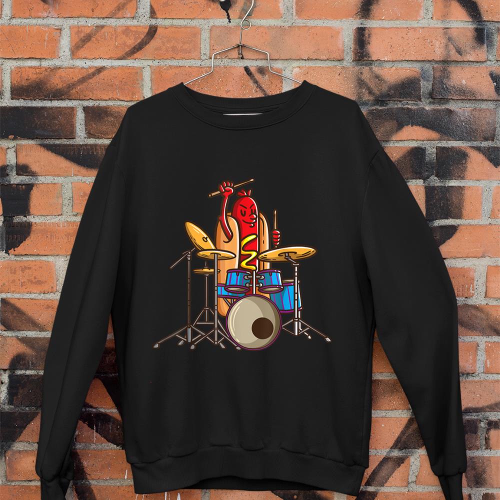 Hotdog Drummer Shirt Drum and Bass Percussionist Music Shirt Sweatshirt