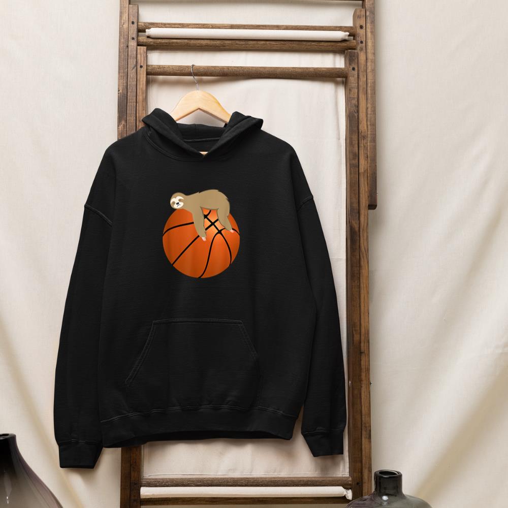 Lazy Sloth Sleeping On A Basketball Ball Design Hoodie