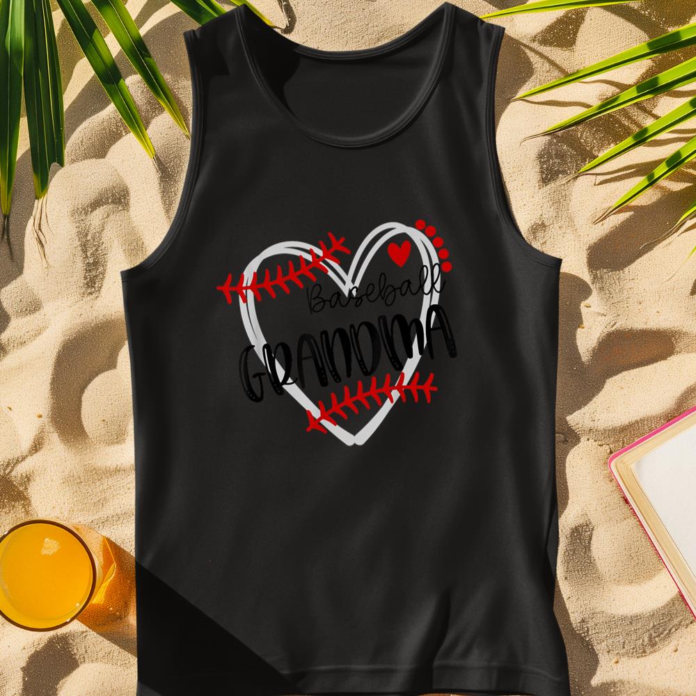 Personalized Baseball Heart Tee Cute Grandma Women Baseball Tank Top