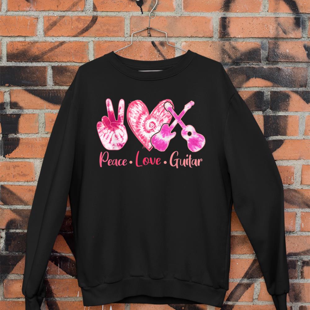 Tie Dye Peace Love Guitar Lover Girl Sweatshirt