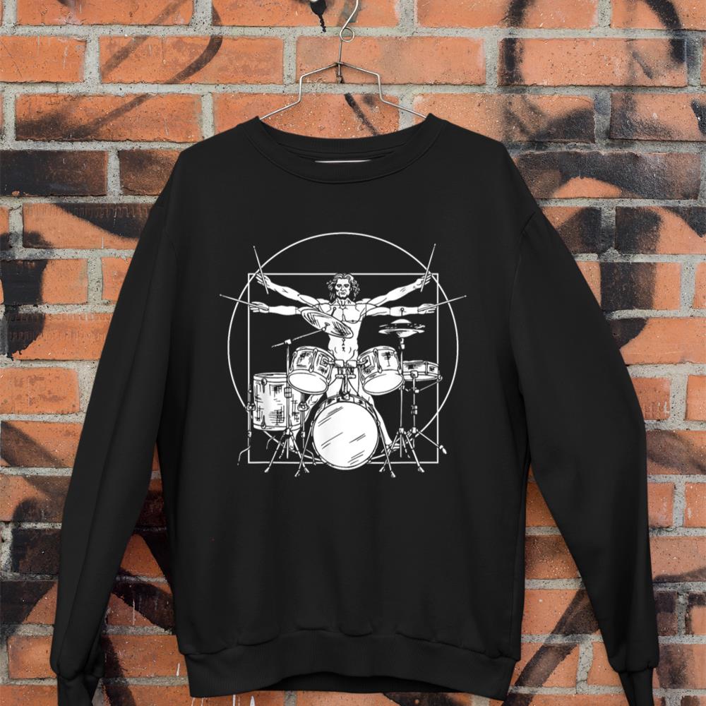 Vitruvian Drummer Da Vinci Drums Rock Sweatshirt