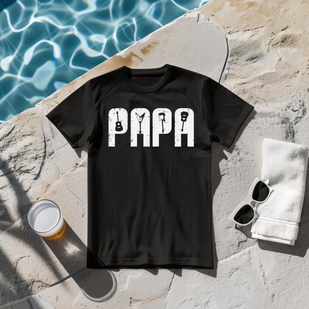 Rocker Papa Guitars Electric Acoustic Bass Dad Daddy Men T-Shirt
