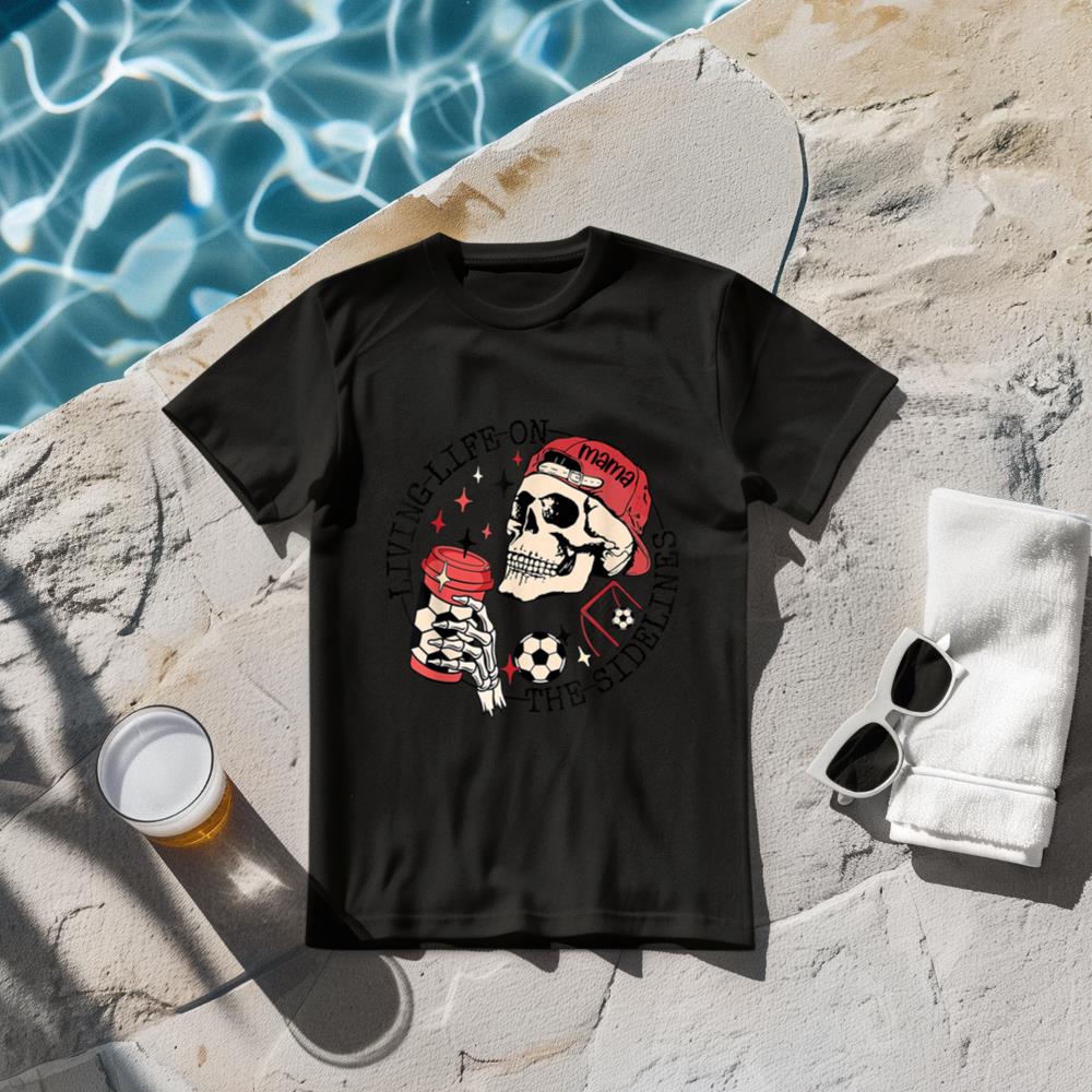 Soccer Mama Living Life On The Sidelines Skeleton Coffee T-Shirt