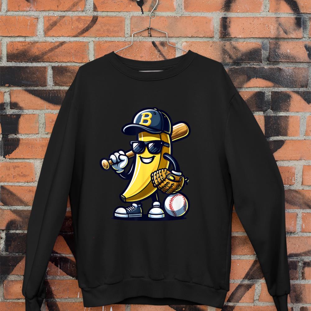 Banana Playing Baseball Fruit Lover Baseball Player Sweatshirt