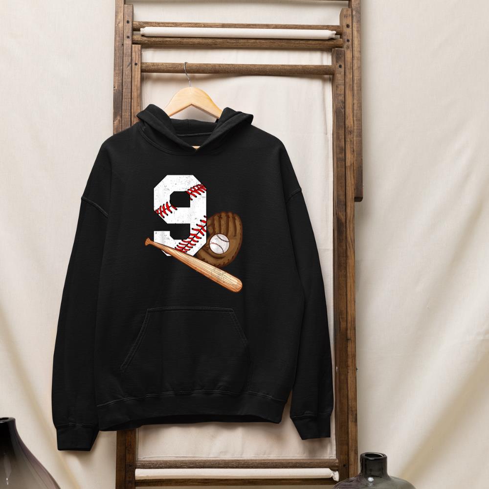 Baseball Boy 9 Year Old Birthday Baseball Player 9th B-Day Hoodie