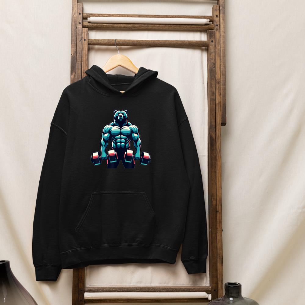 Bear Powerlifting Weightlifting Gym Workout Hoodie