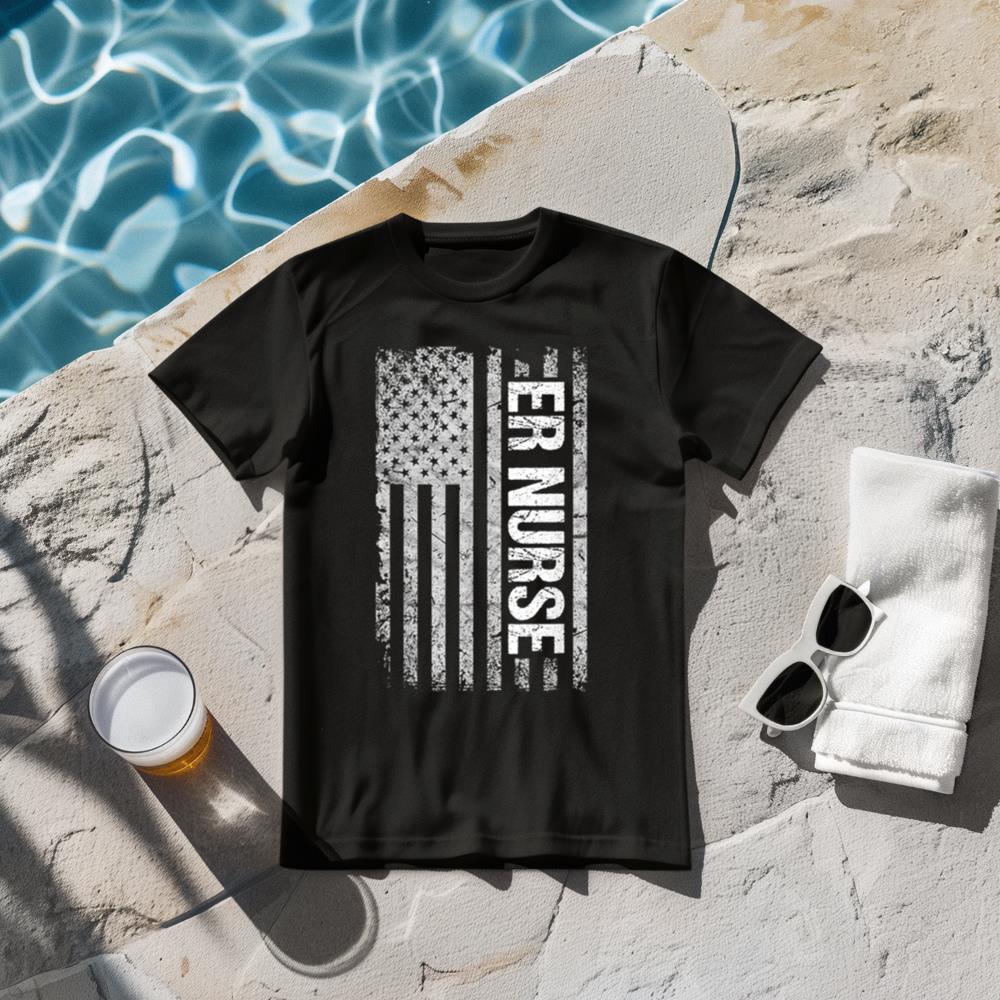 Classic Distressed Flag for Emergency Room ER Nurses T-Shirt