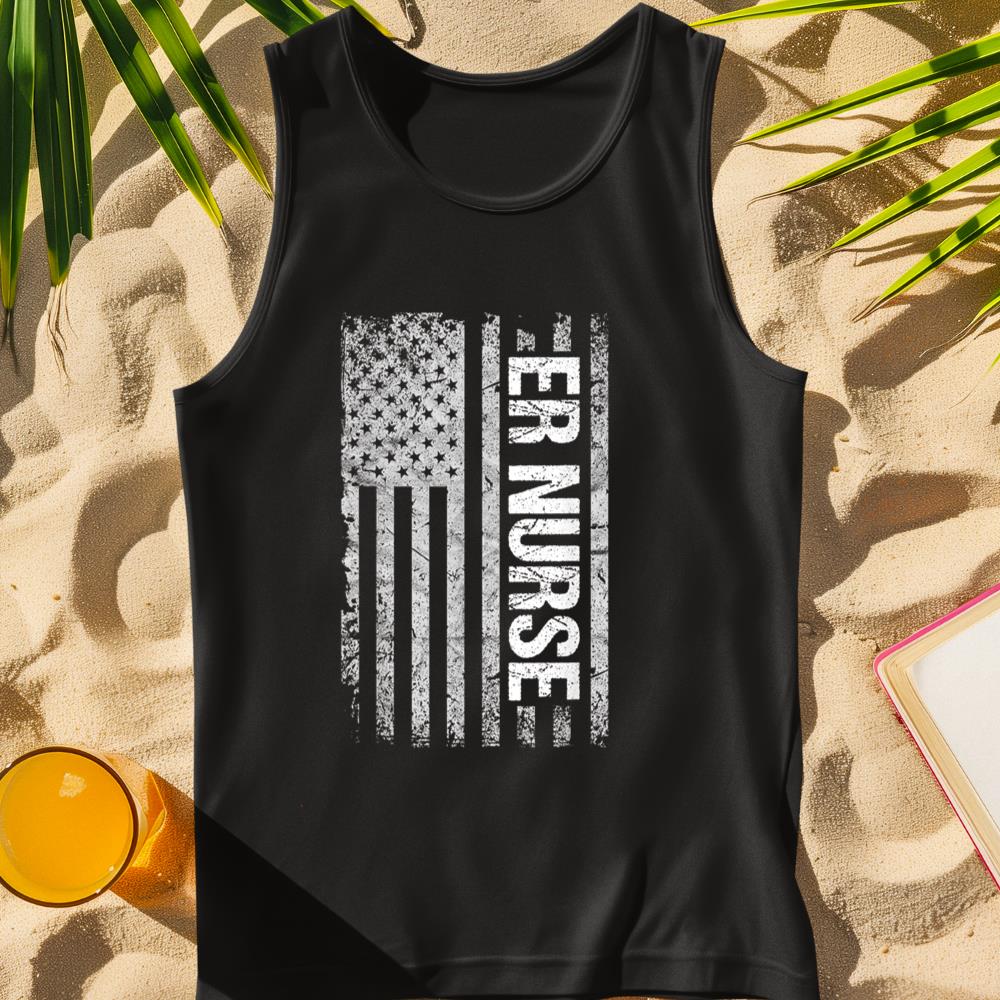 Classic Distressed Flag for Emergency Room ER Nurses Tank Top