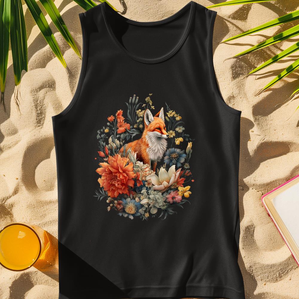 Fox Floral Garden Wildlife Nature Art Cottagecore Flowers Tank Top