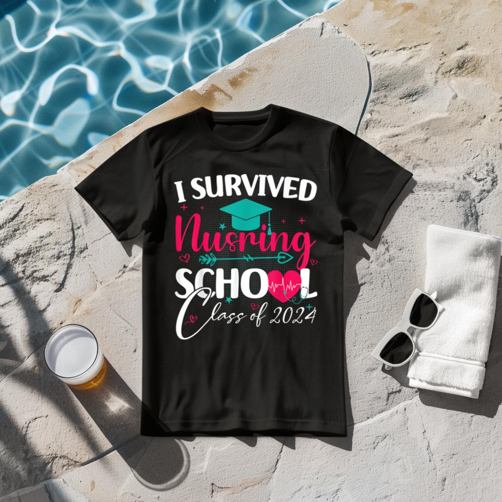 I Survived Nursing School Class Of 2024 Nurses Graduation T-Shirt