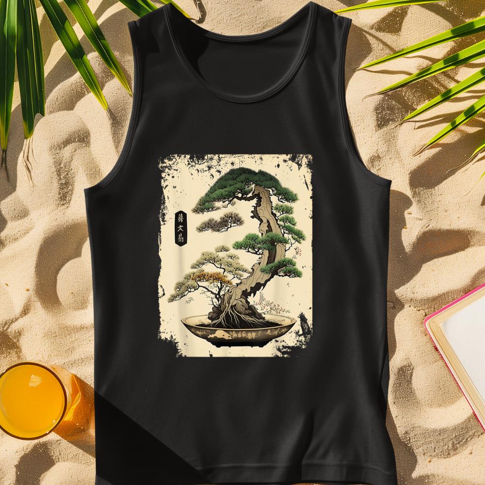 Japanese Art Japan Bonsai Tree Vintage Garden Gardening Tank Top