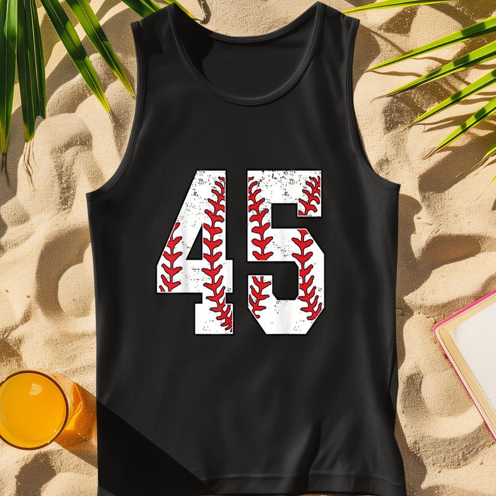 Number #45 Baseball 45 Jersey Number Baseball Lover Tank Top