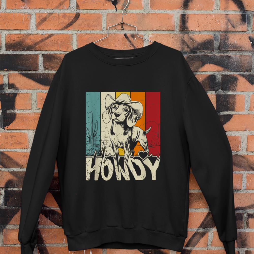 Beagle Dachshund Howdy Cowboy Dog Kids Vintage Western Sweatshirt