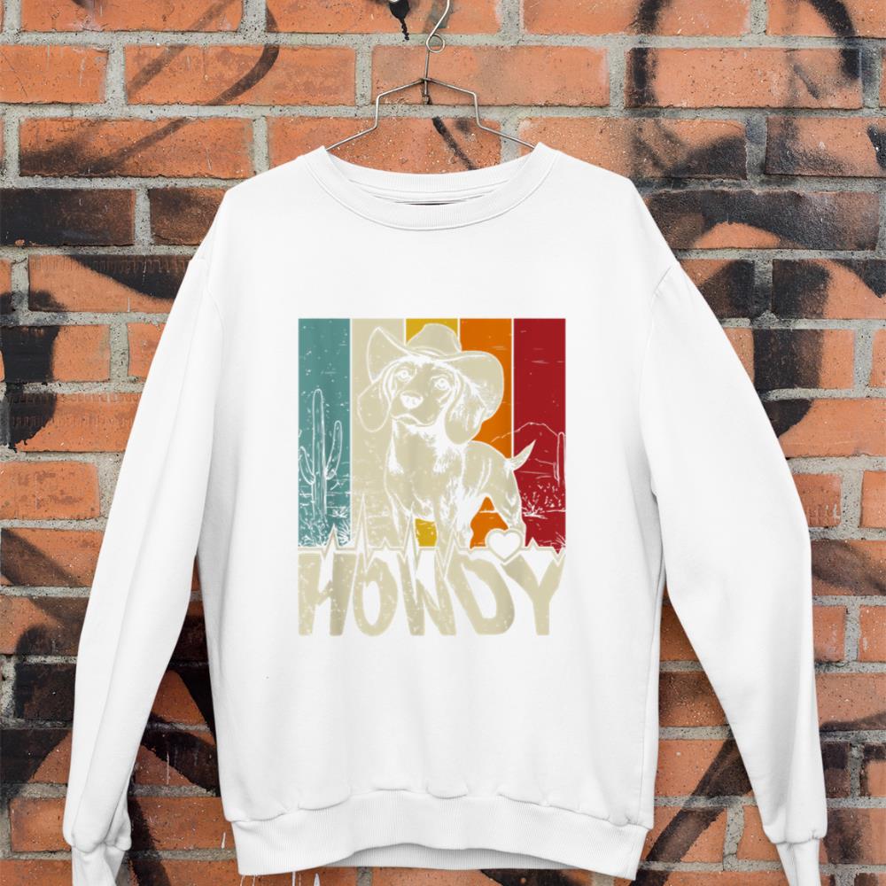Beagle Dachshund Howdy Cowboy Dog Kids Vintage Western Sweatshirt - Image 3