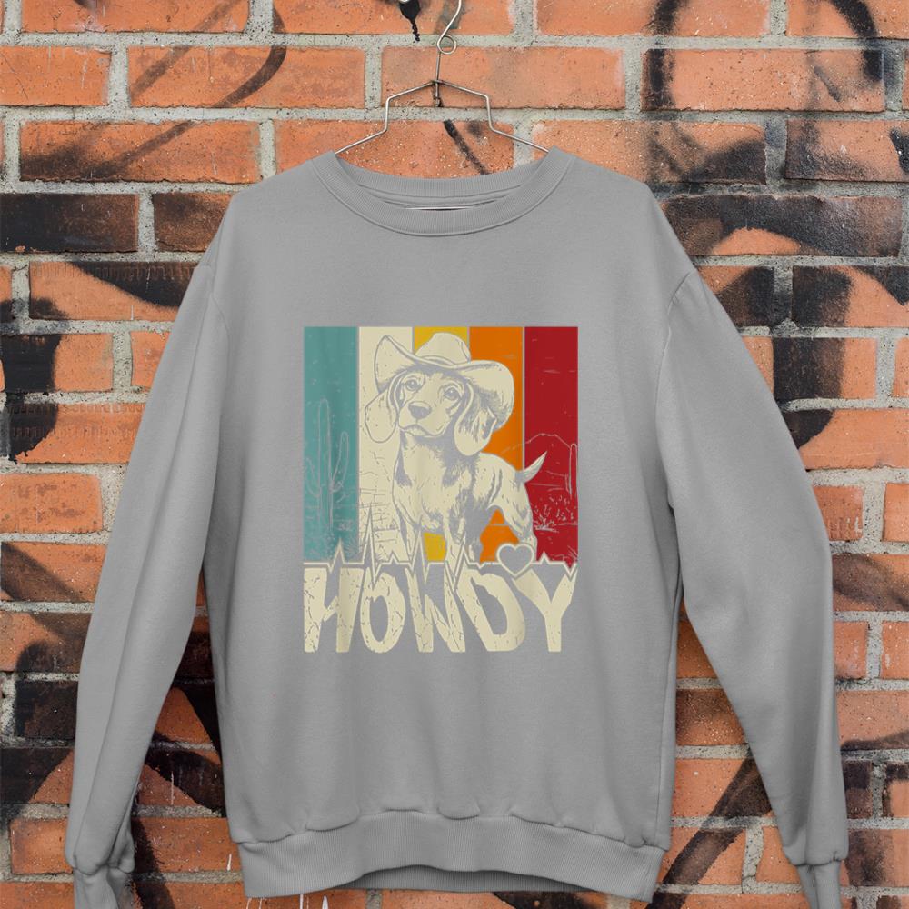 Beagle Dachshund Howdy Cowboy Dog Kids Vintage Western Sweatshirt - Image 5