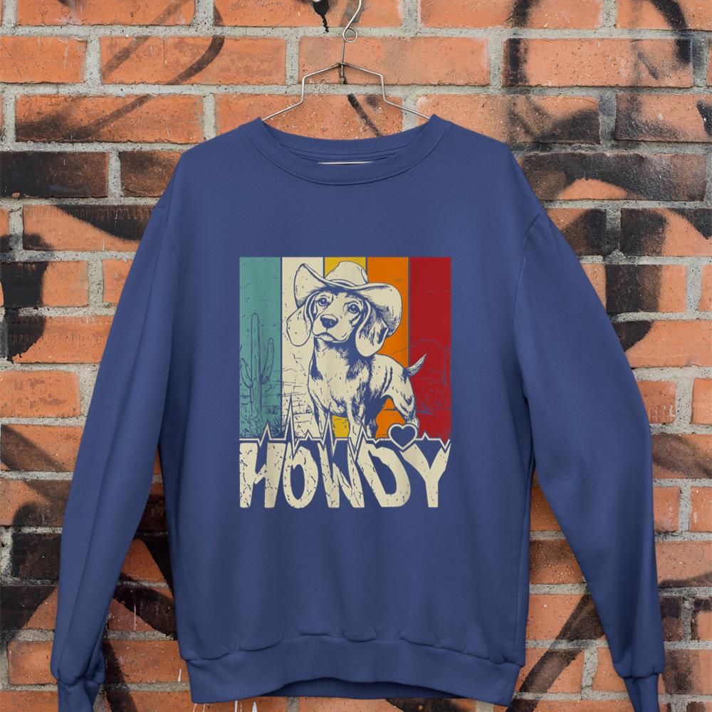 Beagle Dachshund Howdy Cowboy Dog Kids Vintage Western Sweatshirt - Image 7