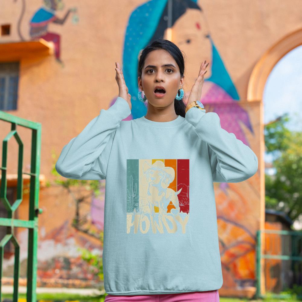 Beagle Dachshund Howdy Cowboy Dog Kids Vintage Western Sweatshirt - Image 10