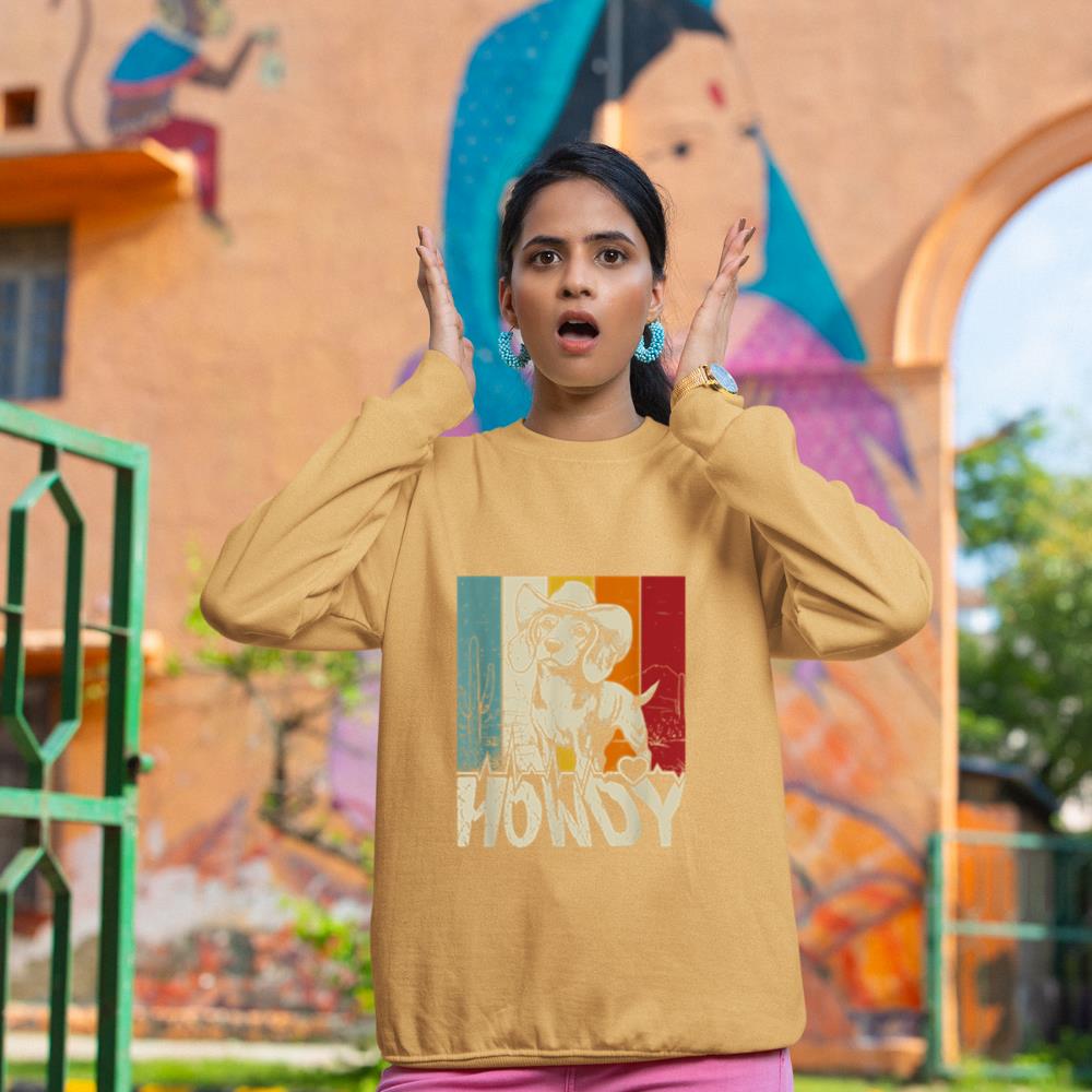 Beagle Dachshund Howdy Cowboy Dog Kids Vintage Western Sweatshirt - Image 12