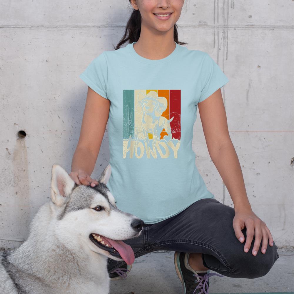 Beagle Dachshund Howdy Cowboy Dog Kids Vintage Western T-Shirt - Image 10