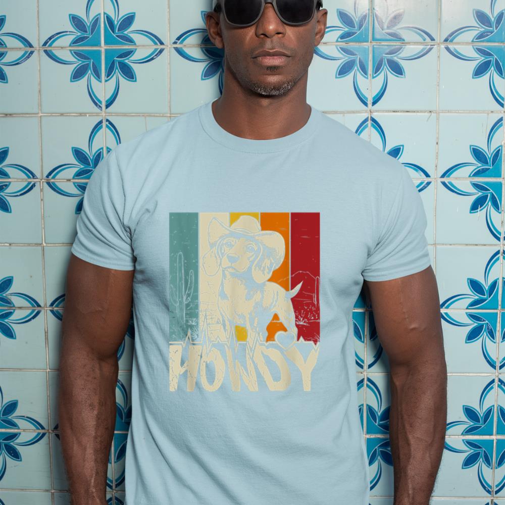 Beagle Dachshund Howdy Cowboy Dog Kids Vintage Western T-Shirt - Image 11