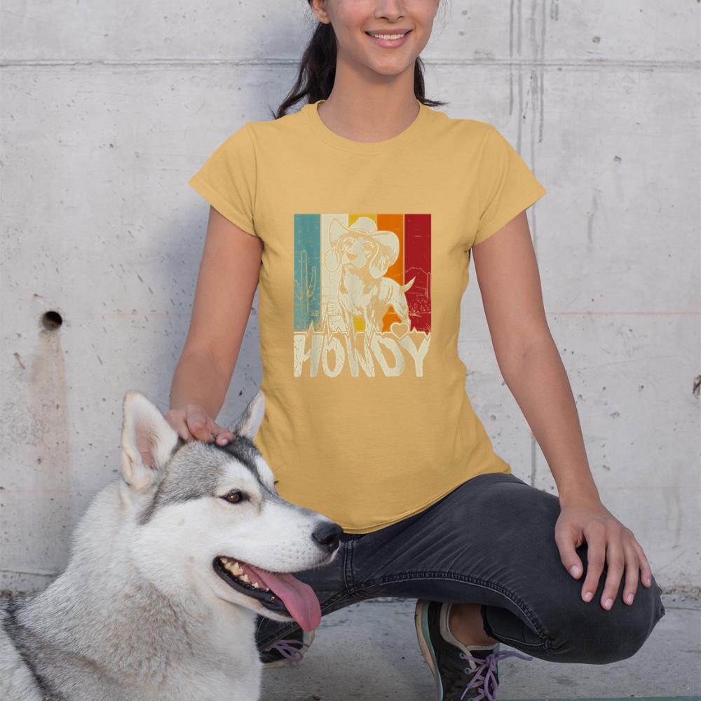 Beagle Dachshund Howdy Cowboy Dog Kids Vintage Western T-Shirt - Image 12