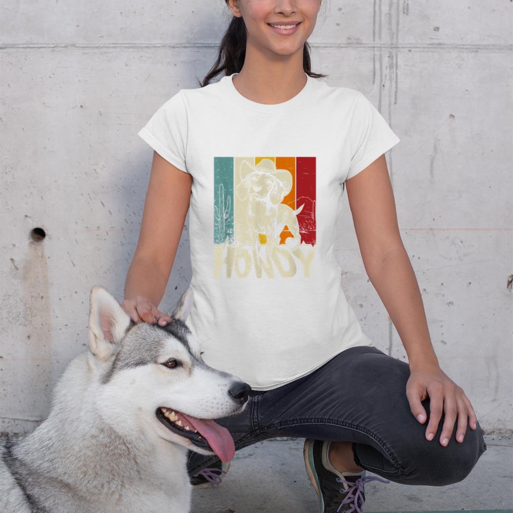 Beagle Dachshund Howdy Cowboy Dog Kids Vintage Western T-Shirt - Image 4
