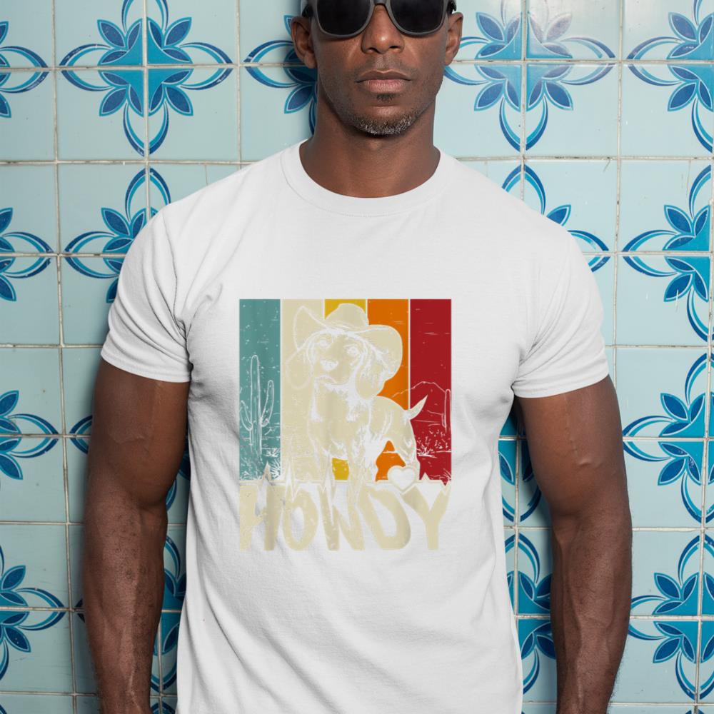 Beagle Dachshund Howdy Cowboy Dog Kids Vintage Western T-Shirt - Image 5