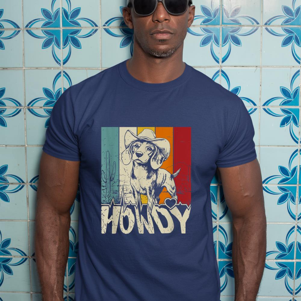 Beagle Dachshund Howdy Cowboy Dog Kids Vintage Western T-Shirt - Image 9