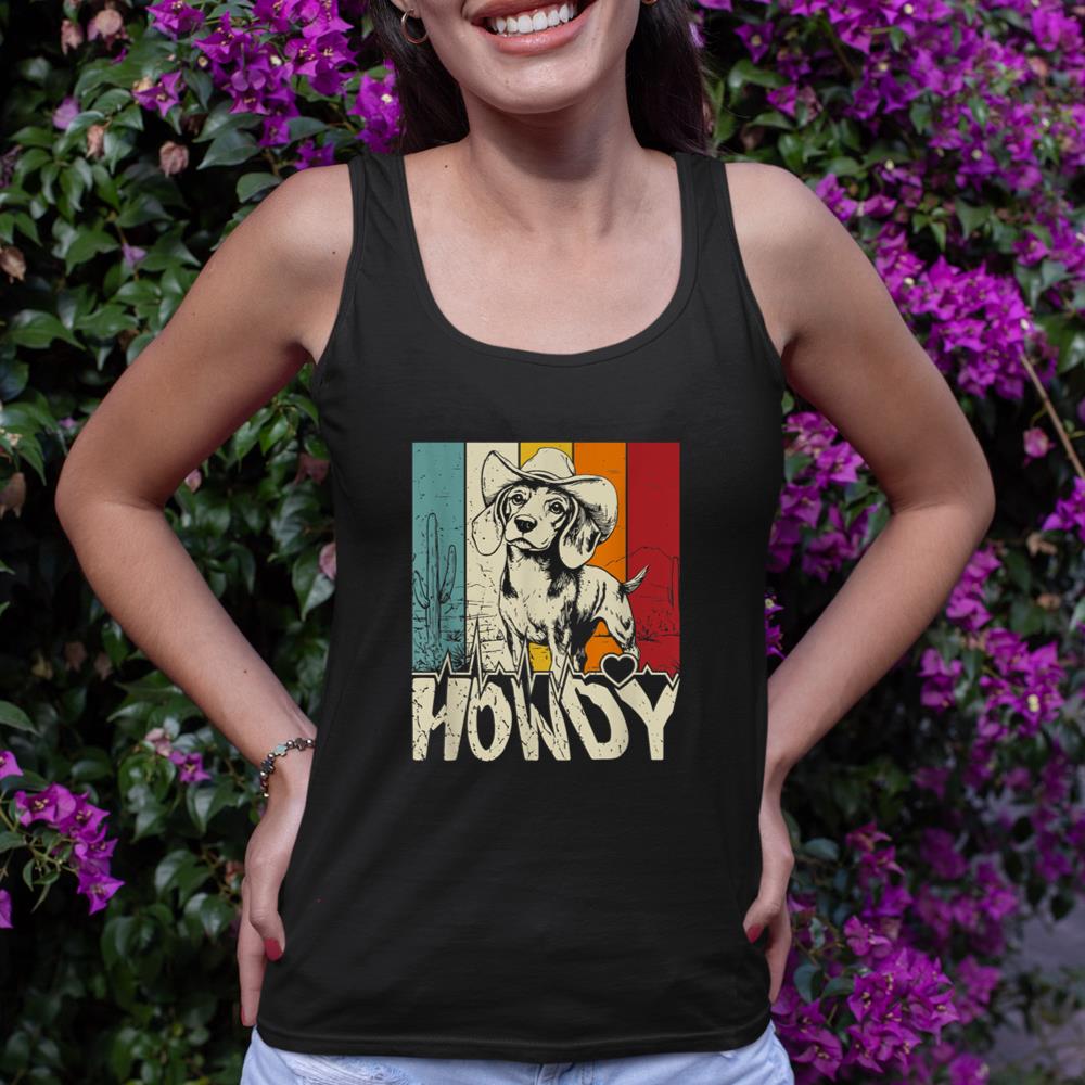 Beagle Dachshund Howdy Cowboy Dog Kids Vintage Western Tank Top - Image 2