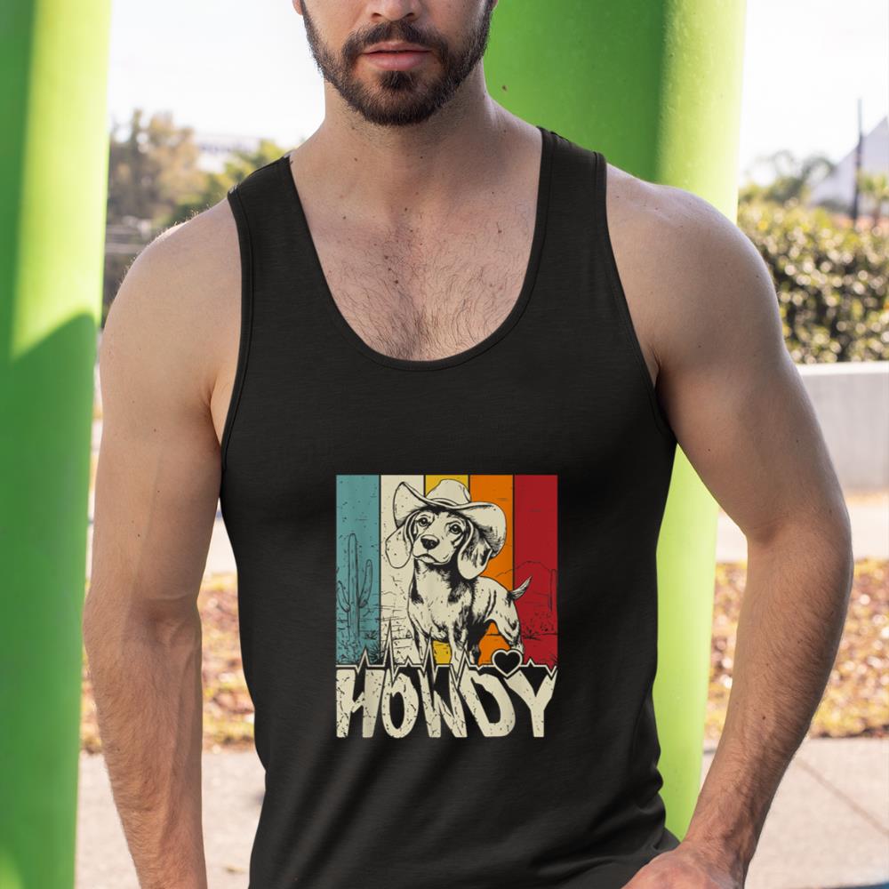 Beagle Dachshund Howdy Cowboy Dog Kids Vintage Western Tank Top - Image 3