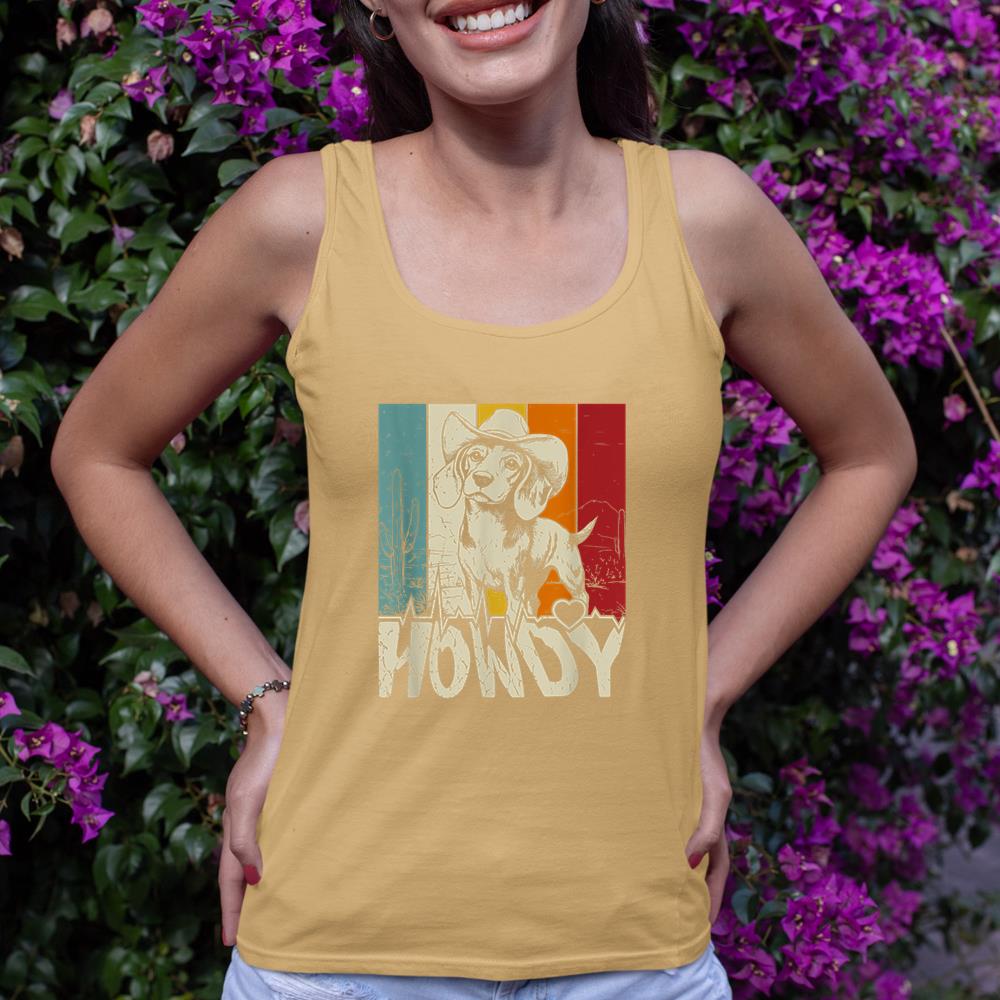 Beagle Dachshund Howdy Cowboy Dog Kids Vintage Western Tank Top - Image 12