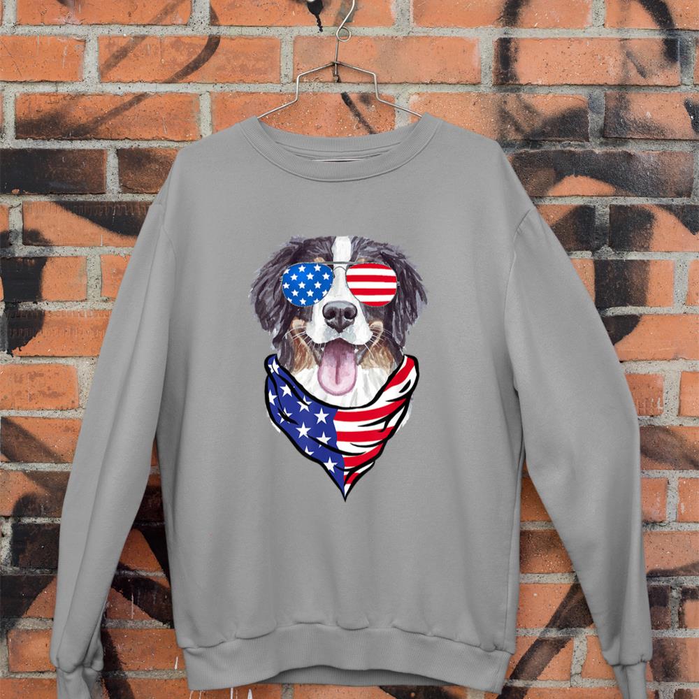 Bernese Mountain Dog American Flag Glasses 4th of July Sweatshirt - Image 5