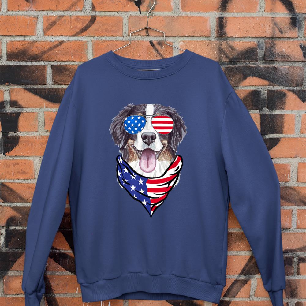 Bernese Mountain Dog American Flag Glasses 4th of July Sweatshirt - Image 7