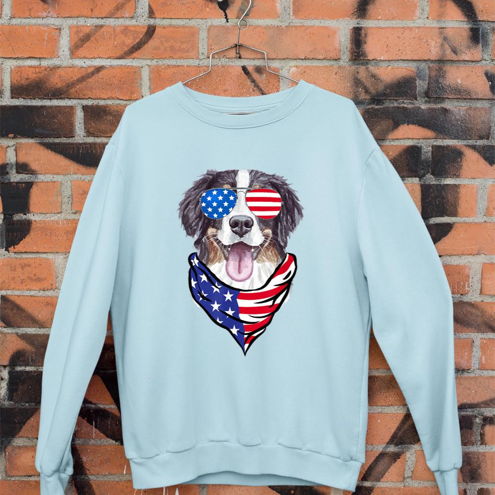 Bernese Mountain Dog American Flag Glasses 4th of July Sweatshirt - Image 9