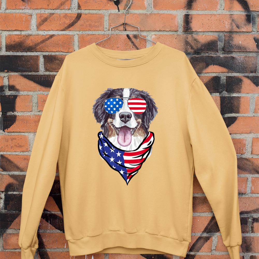 Bernese Mountain Dog American Flag Glasses 4th of July Sweatshirt - Image 11