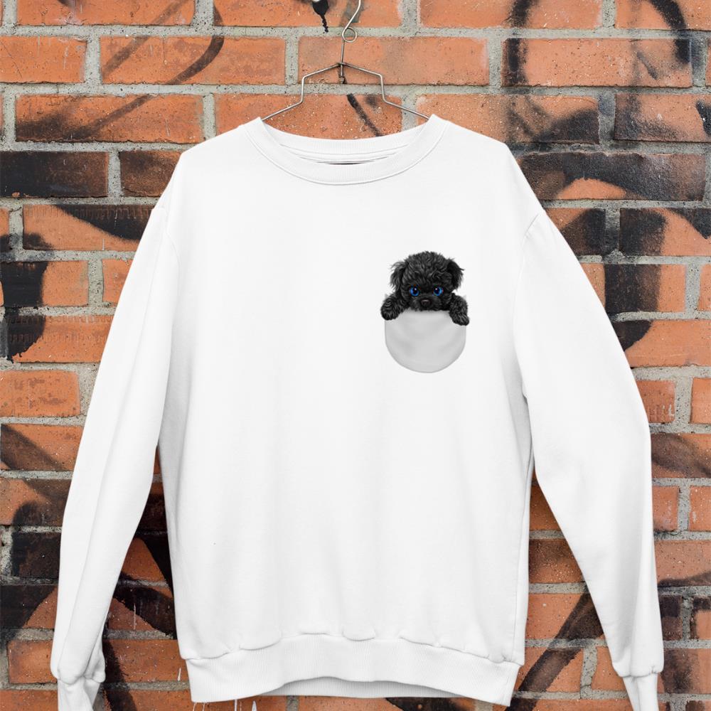 Black Poodle Dog in Pocket Sweatshirt - Image 3