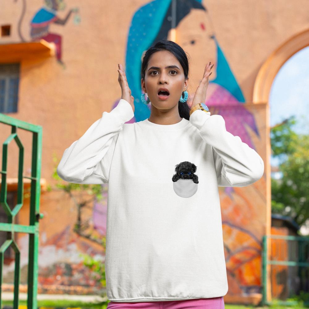 Black Poodle Dog in Pocket Sweatshirt - Image 4