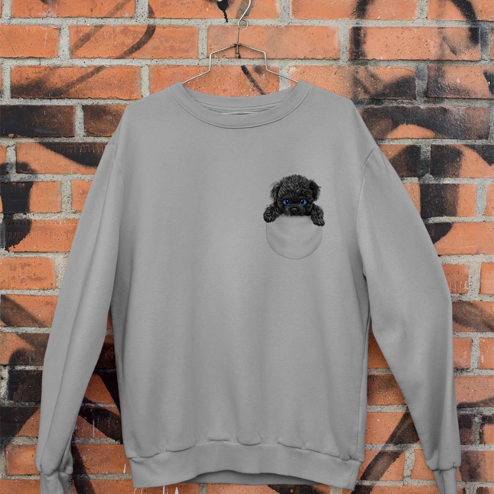 Black Poodle Dog in Pocket Sweatshirt - Image 5