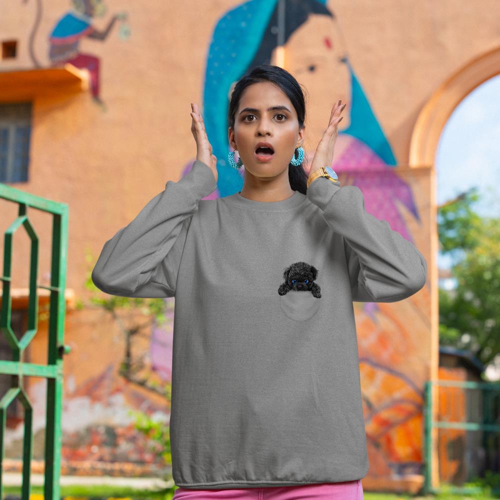 Black Poodle Dog in Pocket Sweatshirt - Image 6