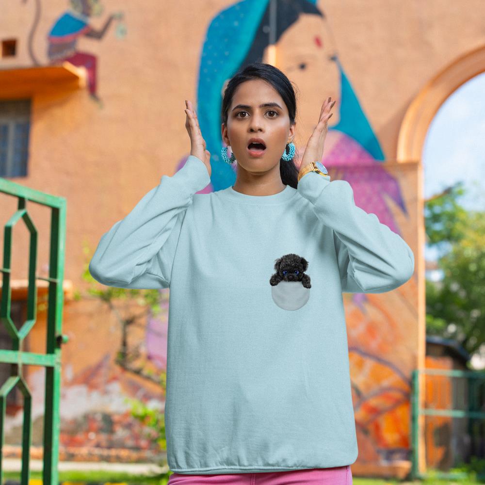 Black Poodle Dog in Pocket Sweatshirt - Image 10