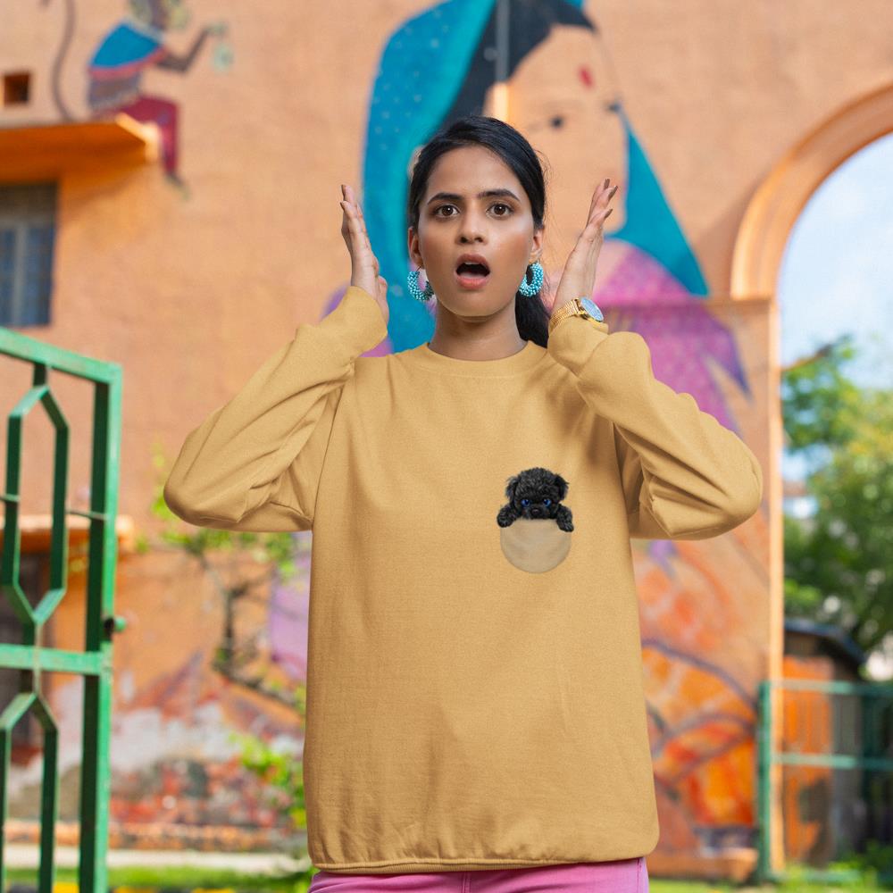 Black Poodle Dog in Pocket Sweatshirt - Image 12