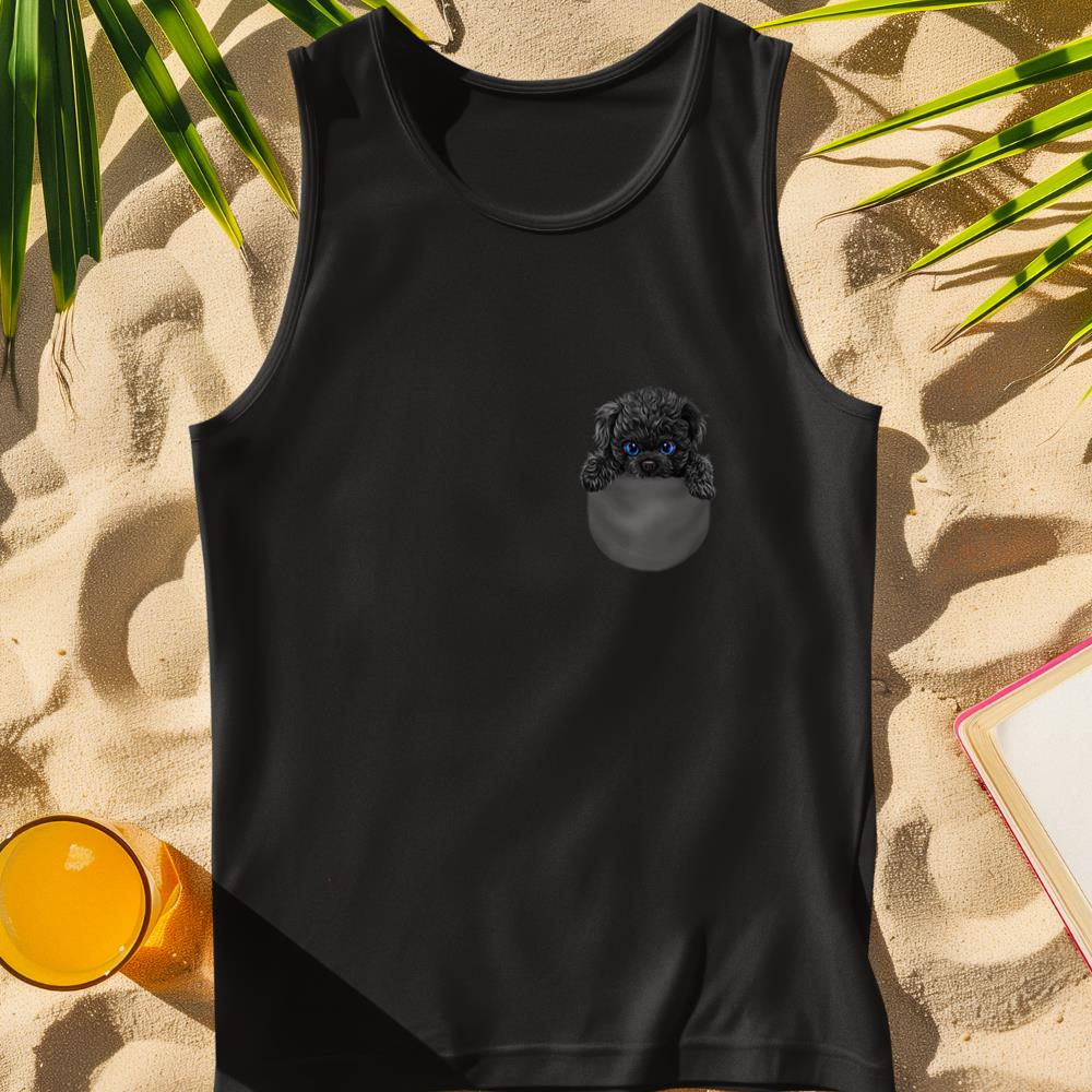 Black Poodle Dog in Pocket Tank Top